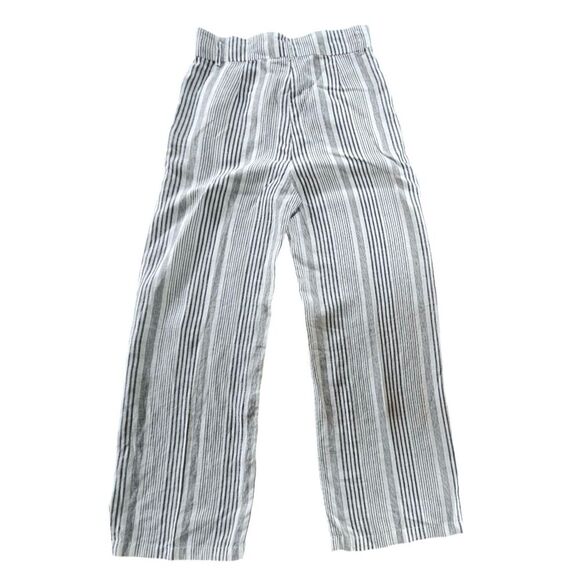 C & C California Linen Wide Leg Pants Size 10 Gray White Stripe Coastal Beach - Picture 2 of 7